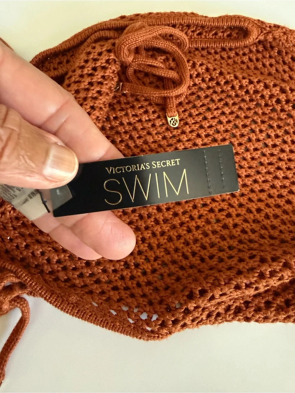 NWT Victoria's Secret Rust Open-Knit Swim Coverup with Side Ties